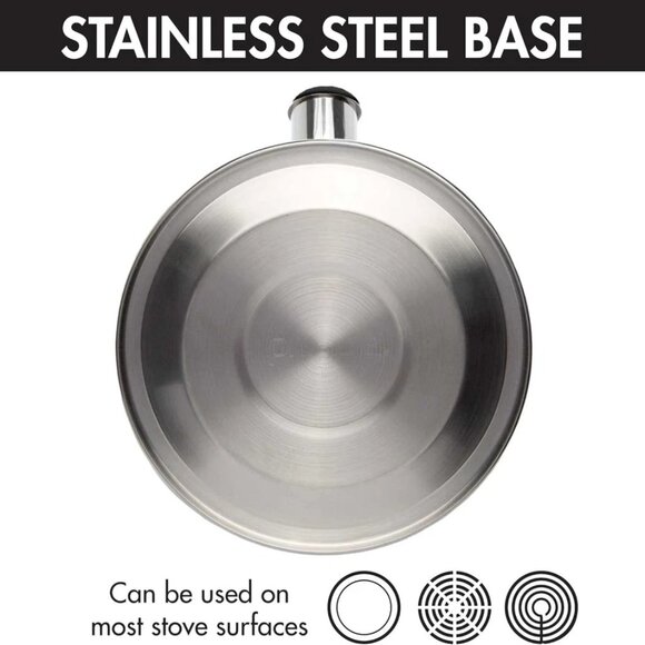 Primula Stewart Whistling Stovetop Tea 1.5 Quarts, Brushed with Black Handle - Picture 8 of 10